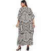 image:imageGypsie Blu Womens Plus Size Printed Caftan Maxi Dress Beach Cover Up Summer Dress VNeck Kimono Sleeve Lounge WearBlack  Beige