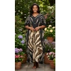 image:imageGypsie Blu Womens Plus Size Printed Caftan Maxi Dress Beach Cover Up Summer Dress VNeck Kimono Sleeve Lounge WearBlack  Beige Leopard
