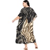 image:imageGypsie Blu Womens Plus Size Printed Caftan Maxi Dress Beach Cover Up Summer Dress VNeck Kimono Sleeve Lounge WearBlack  Beige Leopard