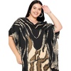 image:imageGypsie Blu Womens Plus Size Printed Caftan Maxi Dress Beach Cover Up Summer Dress VNeck Kimono Sleeve Lounge WearBlack  Beige Leopard