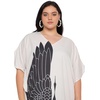 image:imageGypsie Blu Womens Plus Size Printed Caftan Maxi Dress Beach Cover Up Summer Dress VNeck Kimono Sleeve Lounge WearBlack  Off White