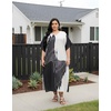 image:imageGypsie Blu Womens Plus Size Printed Caftan Maxi Dress Beach Cover Up Summer Dress VNeck Kimono Sleeve Lounge WearBlack  Off White