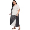 image:imageGypsie Blu Womens Plus Size Printed Caftan Maxi Dress Beach Cover Up Summer Dress VNeck Kimono Sleeve Lounge WearBlack  Off White