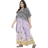 image:imageGypsie Blu Womens Plus Size Printed Caftan Maxi Dress Beach Cover Up Summer Dress VNeck Kimono Sleeve Lounge WearBlack  Purple