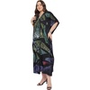 image:imageGypsie Blu Womens Plus Size Printed Caftan Maxi Dress Beach Cover Up Summer Dress VNeck Kimono Sleeve Lounge WearBlack  Purple Geometric