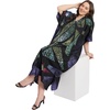 image:imageGypsie Blu Womens Plus Size Printed Caftan Maxi Dress Beach Cover Up Summer Dress VNeck Kimono Sleeve Lounge WearBlack  Purple Geometric