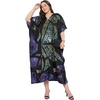 image:imageGypsie Blu Womens Plus Size Printed Caftan Maxi Dress Beach Cover Up Summer Dress VNeck Kimono Sleeve Lounge WearBlack  Purple Geometric