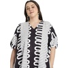image:imageGypsie Blu Womens Plus Size Printed Caftan Maxi Dress Beach Cover Up Summer Dress VNeck Kimono Sleeve Lounge WearBlack  White