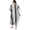 image:imageGypsie Blu Womens Plus Size Printed Caftan Maxi Dress Beach Cover Up Summer Dress VNeck Kimono Sleeve Lounge WearBlack  White