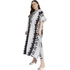 image:imageGypsie Blu Womens Plus Size Printed Caftan Maxi Dress Beach Cover Up Summer Dress VNeck Kimono Sleeve Lounge WearBlack  White