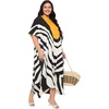 image:imageGypsie Blu Womens Plus Size Printed Caftan Maxi Dress Beach Cover Up Summer Dress VNeck Kimono Sleeve Lounge WearBlack  White Geometric Stripe