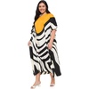 image:imageGypsie Blu Womens Plus Size Printed Caftan Maxi Dress Beach Cover Up Summer Dress VNeck Kimono Sleeve Lounge WearBlack  White Geometric Stripe