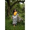 image:imageGypsie Blu Womens Plus Size Printed Caftan Maxi Dress Beach Cover Up Summer Dress VNeck Kimono Sleeve Lounge WearBlack  White Geometric Stripe