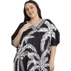 image:imageGypsie Blu Womens Plus Size Printed Caftan Maxi Dress Beach Cover Up Summer Dress VNeck Kimono Sleeve Lounge WearBlack Coconut Tree