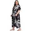 image:imageGypsie Blu Womens Plus Size Printed Caftan Maxi Dress Beach Cover Up Summer Dress VNeck Kimono Sleeve Lounge WearBlack Coconut Tree