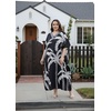 image:imageGypsie Blu Womens Plus Size Printed Caftan Maxi Dress Beach Cover Up Summer Dress VNeck Kimono Sleeve Lounge WearBlack Coconut Tree