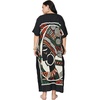 image:imageGypsie Blu Womens Plus Size Printed Caftan Maxi Dress Beach Cover Up Summer Dress VNeck Kimono Sleeve Lounge WearBlack Tribal