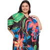 image:imageGypsie Blu Womens Plus Size Printed Caftan Maxi Dress Beach Cover Up Summer Dress VNeck Kimono Sleeve Lounge WearBlack Tropical Floral