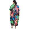 image:imageGypsie Blu Womens Plus Size Printed Caftan Maxi Dress Beach Cover Up Summer Dress VNeck Kimono Sleeve Lounge WearBlack Tropical Floral