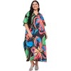 image:imageGypsie Blu Womens Plus Size Printed Caftan Maxi Dress Beach Cover Up Summer Dress VNeck Kimono Sleeve Lounge WearBlack Tropical Floral