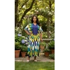 image:imageGypsie Blu Womens Plus Size Printed Caftan Maxi Dress Beach Cover Up Summer Dress VNeck Kimono Sleeve Lounge WearBlue  White