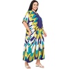 image:imageGypsie Blu Womens Plus Size Printed Caftan Maxi Dress Beach Cover Up Summer Dress VNeck Kimono Sleeve Lounge WearBlue  White