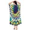 image:imageGypsie Blu Womens Plus Size Printed Caftan Maxi Dress Beach Cover Up Summer Dress VNeck Kimono Sleeve Lounge WearBlue  White