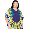 image:imageGypsie Blu Womens Plus Size Printed Caftan Maxi Dress Beach Cover Up Summer Dress VNeck Kimono Sleeve Lounge WearBlue  White