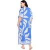 image:imageGypsie Blu Womens Plus Size Printed Caftan Maxi Dress Beach Cover Up Summer Dress VNeck Kimono Sleeve Lounge WearBlue