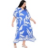 image:imageGypsie Blu Womens Plus Size Printed Caftan Maxi Dress Beach Cover Up Summer Dress VNeck Kimono Sleeve Lounge WearBlue