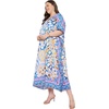 image:imageGypsie Blu Womens Plus Size Printed Caftan Maxi Dress Beach Cover Up Summer Dress VNeck Kimono Sleeve Lounge WearBlue Abstract Print
