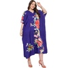 image:imageGypsie Blu Womens Plus Size Printed Caftan Maxi Dress Beach Cover Up Summer Dress VNeck Kimono Sleeve Lounge WearBlue Floral