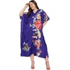 image:imageGypsie Blu Womens Plus Size Printed Caftan Maxi Dress Beach Cover Up Summer Dress VNeck Kimono Sleeve Lounge WearBlue Floral