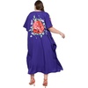 image:imageGypsie Blu Womens Plus Size Printed Caftan Maxi Dress Beach Cover Up Summer Dress VNeck Kimono Sleeve Lounge WearBlue Floral