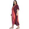 image:imageGypsie Blu Womens Plus Size Printed Caftan Maxi Dress Beach Cover Up Summer Dress VNeck Kimono Sleeve Lounge WearBright Pink  Orange