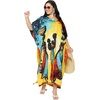 image:imageGypsie Blu Womens Plus Size Printed Caftan Maxi Dress Beach Cover Up Summer Dress VNeck Kimono Sleeve Lounge WearBright Yellow