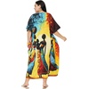 image:imageGypsie Blu Womens Plus Size Printed Caftan Maxi Dress Beach Cover Up Summer Dress VNeck Kimono Sleeve Lounge WearBright Yellow