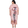 image:imageGypsie Blu Womens Plus Size Printed Caftan Maxi Dress Beach Cover Up Summer Dress VNeck Kimono Sleeve Lounge WearBrown Lady Print