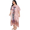 image:imageGypsie Blu Womens Plus Size Printed Caftan Maxi Dress Beach Cover Up Summer Dress VNeck Kimono Sleeve Lounge WearBrown Lady Print