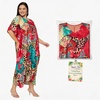 image:imageGypsie Blu Womens Plus Size Printed Caftan Maxi Dress Beach Cover Up Summer Dress VNeck Kimono Sleeve Lounge WearBurgundy  Turquoise