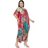 image:imageGypsie Blu Womens Plus Size Printed Caftan Maxi Dress Beach Cover Up Summer Dress VNeck Kimono Sleeve Lounge WearBurgundy  Turquoise