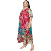 image:imageGypsie Blu Womens Plus Size Printed Caftan Maxi Dress Beach Cover Up Summer Dress VNeck Kimono Sleeve Lounge WearBurgundy  Turquoise