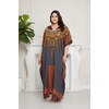 image:imageGypsie Blu Womens Plus Size Printed Caftan Maxi Dress Beach Cover Up Summer Dress VNeck Kimono Sleeve Lounge WearCharcoal Gray