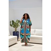 image:imageGypsie Blu Womens Plus Size Printed Caftan Maxi Dress Beach Cover Up Summer Dress VNeck Kimono Sleeve Lounge WearCyan