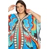 image:imageGypsie Blu Womens Plus Size Printed Caftan Maxi Dress Beach Cover Up Summer Dress VNeck Kimono Sleeve Lounge WearCyan
