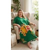 image:imageGypsie Blu Womens Plus Size Printed Caftan Maxi Dress Beach Cover Up Summer Dress VNeck Kimono Sleeve Lounge WearDeep Leaf Green