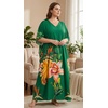 image:imageGypsie Blu Womens Plus Size Printed Caftan Maxi Dress Beach Cover Up Summer Dress VNeck Kimono Sleeve Lounge WearDeep Leaf Green