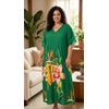 image:imageGypsie Blu Womens Plus Size Printed Caftan Maxi Dress Beach Cover Up Summer Dress VNeck Kimono Sleeve Lounge WearDeep Leaf Green