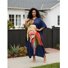 image:imageGypsie Blu Womens Plus Size Printed Caftan Maxi Dress Beach Cover Up Summer Dress VNeck Kimono Sleeve Lounge WearDeep Navy Blue