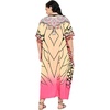 image:imageGypsie Blu Womens Plus Size Printed Caftan Maxi Dress Beach Cover Up Summer Dress VNeck Kimono Sleeve Lounge WearGradient Peach  Black